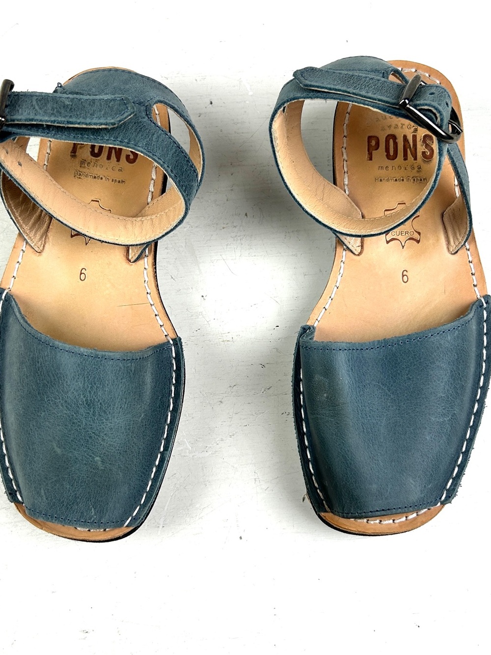 Pons Menorquina Blue Leather Avarca Sandals Size 6